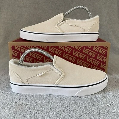 Vans Mujer 10 Asher Gamuza Sherpa Clásico Zapatos Sin Cordones VN0A5JLJBRC Abedul Marfil Foto 1 de 4