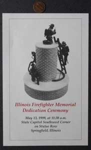 Springfield Illinois 1999 Bombero Memorial Dedicación Folleto de Cermeía RARO- - Imagen 1 de 1