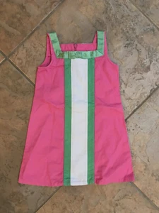 Gymboree Vintage GARDEN FRIENDS Size 4 VGUC Pink/green ribbon shift dress - Picture 1 of 1