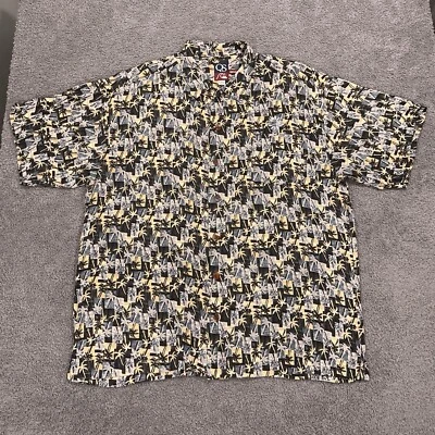 Camisa Hawaiana Vintage Mercurio Hombres Extra Grande Azul Tejida Palmera Campamento EE. UU. Foto 1 de 4