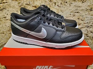 New Nike Dunk Low (GS) Black/Chrome Size 5Y / Women’s Size 6.5 DC9560-001 NEW - Picture 1 of 11