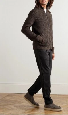 Club Monaco Men’s Grey Ribbed Wool Blend Full Zip Thick Cardigan Sweater Medium  - Image 1 of 4