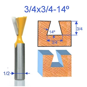 1 pc 1/2" SH 3/4 Diameter 14° Dovetail Router Bit  For Omni Jig (43774) - Picture 1 of 12