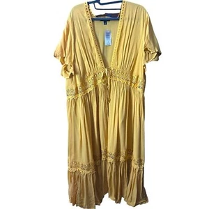 Torrid Bright Gold Tie Front Duster Length Kimono Size 1X - Picture 1 of 12