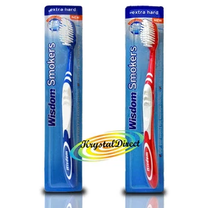 2x Wisdom Addis Smokers Stain Remover Toothbrush Extra Hard Bristles Tooth Brush - Picture 1 of 2