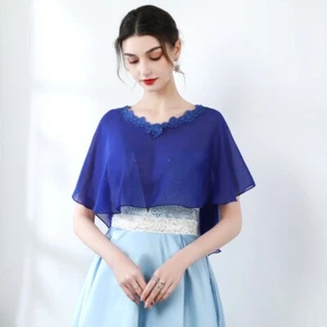 Braut Chiffon Schal Spitze Netz Bolero durchsichtig Cape Achselzucken Fee Überwurf Hochzeit - Bild 1 von 25