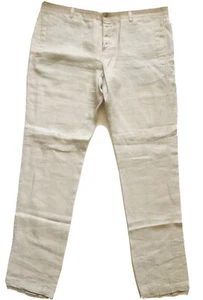 ZARZ MAN PANTS DENIM COUTURE100% LINEN BEIGE/SAND/NATURAL COLOR SIZE 36 US - Picture 1 of 10