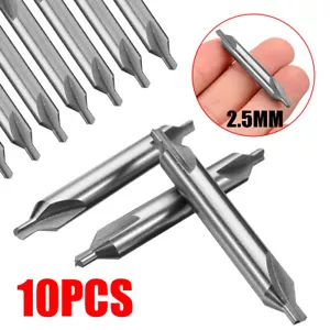 10pcs HSS Center Drill Countersink Set 60° Angle Bits 2.5mm Lathe Mill FS - Picture 1 of 9