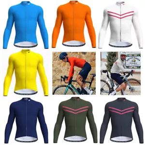 Mens Cycling Jersey Long Sleeve Wulibike Moutain Bike Jersey Tops Full Zip MTB - Picture 1 of 47