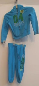 Justice Joggers & Zip Up Hoodie Sz 6 Child's Teal/Aqua/Blue - Picture 1 of 12