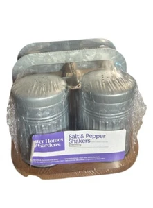 Better Homes & Gardens - Galvanized Salt & Pepper Shakers w/ Napkin Holder - New - Picture 1 of 5