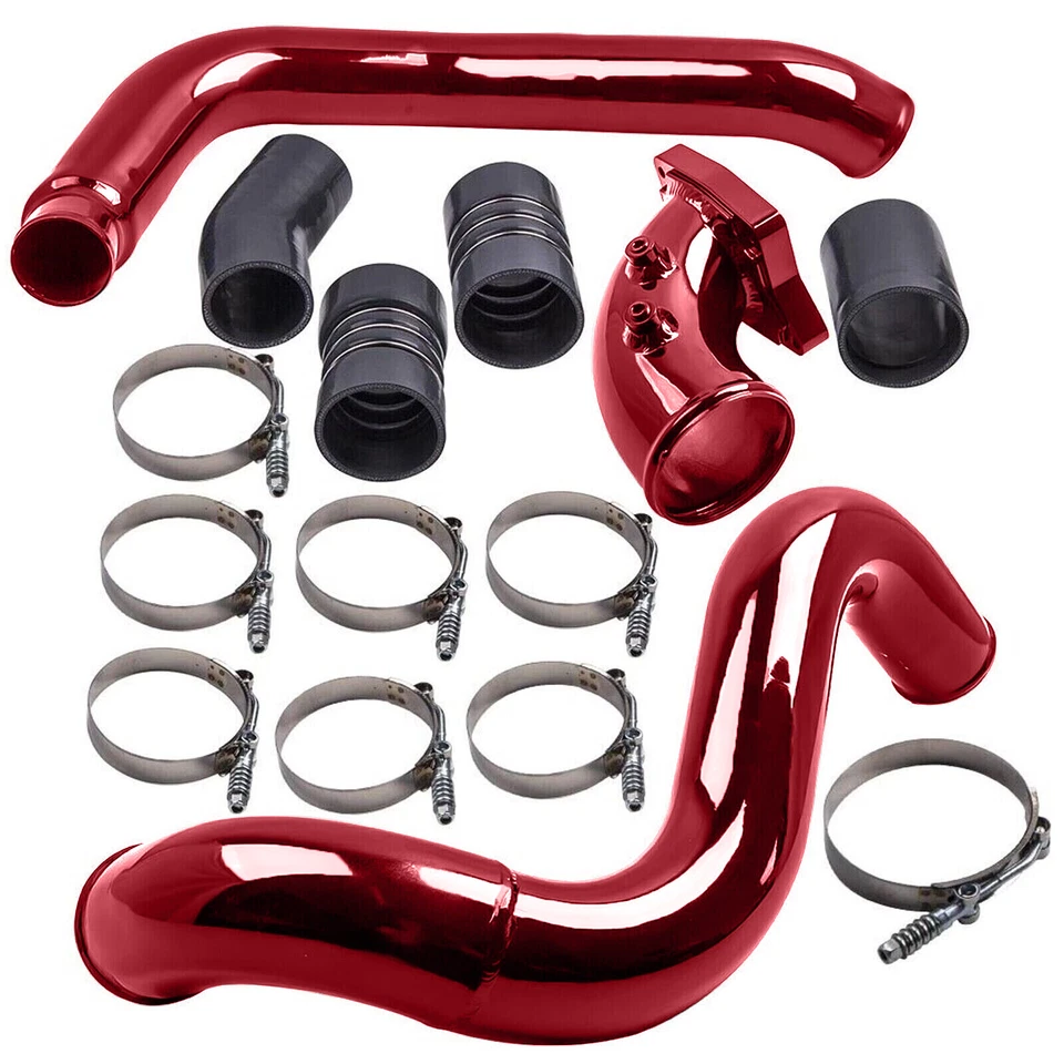 Turbo Intercooler Pipe & Intake Elbow For 03-07 Ford F250 6.0L Powerstroke Red - Image 1 of 4