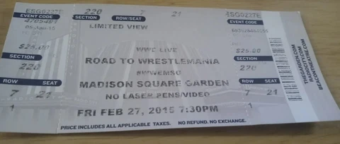 WWE MSG MADISON SQUARE GARDEN USED TICKET STUBB 2/27/15 Hulk Hogan Appreciation Cover