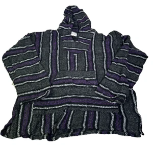 Mens Hippie Hoody Festival Baja Size Med Surfer Beach Party  Pre Loved Striped - Picture 1 of 7