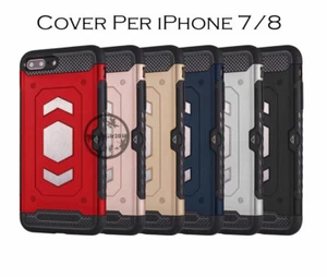 Cover custodia per iPhone 7/8 e per iPhone 7/8 Plus supporto auto silicone gel - Foto 1 di 11