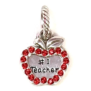 Brighton Teacher Charm, J93642 Silver Finish, Red Crystals, New - Picture 1 of 1