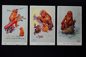 Great Britain Lot of 17 Early Action Monkey Multicolored Postcards - Picture 1 of 12