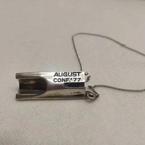 VTG Avon Perfume Sample Holder Whistle Necklace Sterling? August Conf. '77 READ - Picture 1 of 2