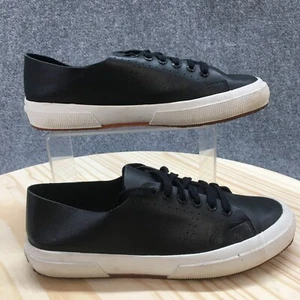 Superga Zapatos Hombres 7 Mujeres 8.5 Informales Tenis Cuero Negro Con Cordones Parte Superior Baja - Imagen 1 de 20