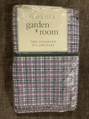 Fundas de almohada estándar a cuadros violeta dulce habitación de jardín Waverly vintage nuevas en paquete Foto 1 de 4