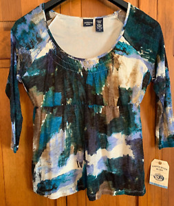 Women's NEW Canyon River Blues Multicolored 3/4-Sleeve Lined Blouse - M