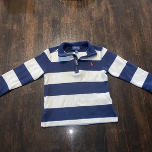 Polo Ralph Lauren Sweater Pullover 1/4 Zip Navy Stripe Boys Size 4 - Picture 1 of 6