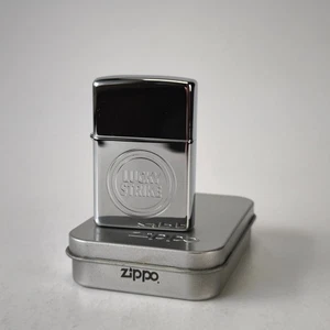 Zippo Lucky Strike Werbefeuerzeug 2000 Chrom poliert unbenutzt in Box #6209 - Bild 1 von 18