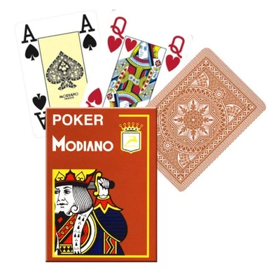Modiano Poker Playing Cards Deck Brown 4 Jumbo Large Index Italy Plastic NEW - Image 1 of 4