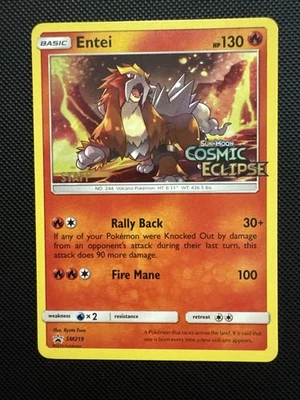 Entei Prerelease Staff SM219 Sm Holo Sun & Moon Black Star Promo Pokemon - Image 1 of 4