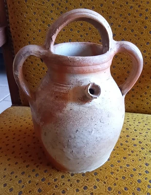 Ancienne Cruche Grès de Puisaye 3 anses Poterie  "Terre Cuite" Art Populaire - Photo 1/4