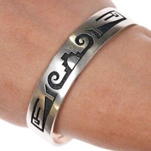 6,5" Leon Lomakema Hopi Overlay Vintage Manschette Armband Sterlingsilber - Bild 1 von 9