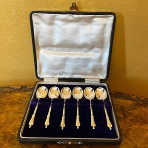 Antique Harry Atkin 1908 Sterling Silver Spoons Set Of Six - Bild 1 von 4