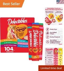 Delectables Squeeze Up Variety Pack, Purea Spremibile Cremosa, Leccabile Umido Ca... - Foto 1 di 9