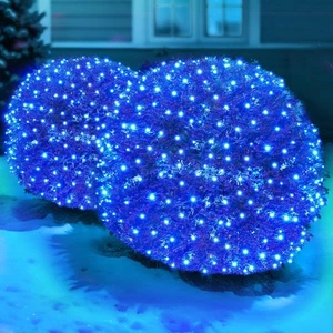 Led Blue Christmas Net Lights Outdoor Bushes 6ftx5ft, - Picture 1 of 7