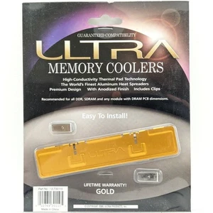 Ultra Memory Cooler Gold Anodized Aluminum Heat Spreader DRAM PCB Dimensions - Picture 1 of 6