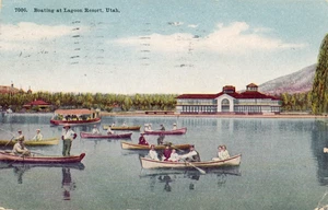 BOATING AT LAGOON RESORT, UTAH. UT. FARMINGTON. AMUSEMENT PARK. BUILDINGS. - Picture 1 of 2