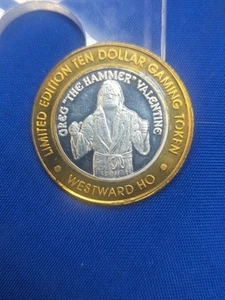 Westward-Ho Limited Edition Ten Dollar Gaming Token .999 Fine Silver Valentine - Imagen 1 de 2