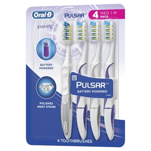 Oral-B Pulsar Spazzolino a Setole Vibranti, Alimentato a Batteria, Medium, Confezione da 4 - Foto 1 di 4