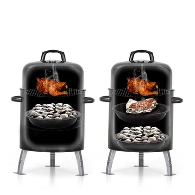 CAPTIVA DESIGNS Charcoal Smoker BBQ Grill 3in1 Outdoor Vertical Smokers Portable Meat Cooker
