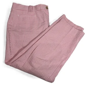 Ann Taylor Women's Size 14 Seersucker Capris Pants w Front Zipper in Pink Stripe - Picture 1 of 10