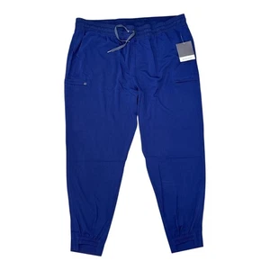 White Cross Pants Women's 2XL Blue 6 Pocket Hi Low Hybrid Jogger Scrub - Picture 1 of 5