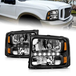 Black Clear Lens Headlight Assembly w/LED Strip fits 99-04 Ford F-250 Super Duty - Picture 1 of 6