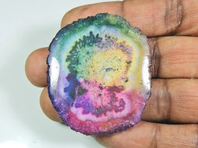 78Cts. Pietra preziosa sciolta cabochon fantasia multicolore agata drusa sola... - Immagine 1 di 4