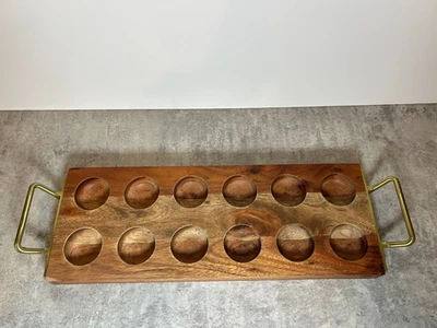 Hearth & Hand - Magnolia - Acacia Wood - Dozen Egg Tray - Metal Handles 16"x5" - Image 1 of 4