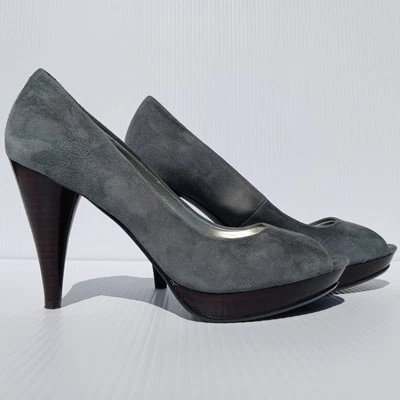Style & Co Gris Gamuza Tacón Alto Sin Cordones Punta abierta 6M Foto 1 de 4
