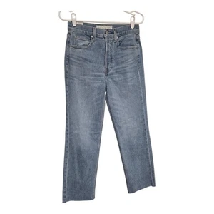 Frank & Eileen Monaghan Jeans Women 27 Light Wash Frayed Ankle Button Fly - Picture 1 of 14