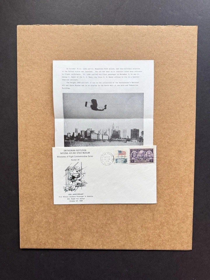 US 1974 Flight Millstone Cover#20 +1st US-Women-Passenger +Ms Deman +Info Page - Image 1 of 1