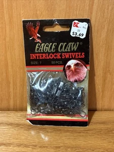 Vintage Eagle Claw Interlock Swivels, size 7, W/ 50 pieces. - Picture 1 of 5