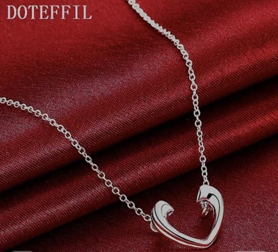 COLLANA 45 CM CON CIONDOLO A FORMA DI CUORE COLORE ARGENTO 925 - Immagine 1 di 4
