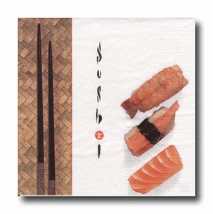 4 Napkins Napkins Tovaglioli Napkin Technique Motif Napkins Sushi (100) - Picture 1 of 1